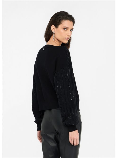 Maglia con strass LIU JO | CF5271MA96E/M9798